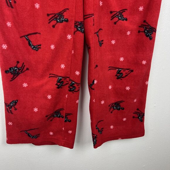 Tommy Hilfiger Fleece Pajamas Men Medium Red Ski Snowflake Print Pull On Sleep - Picture 6 of 10